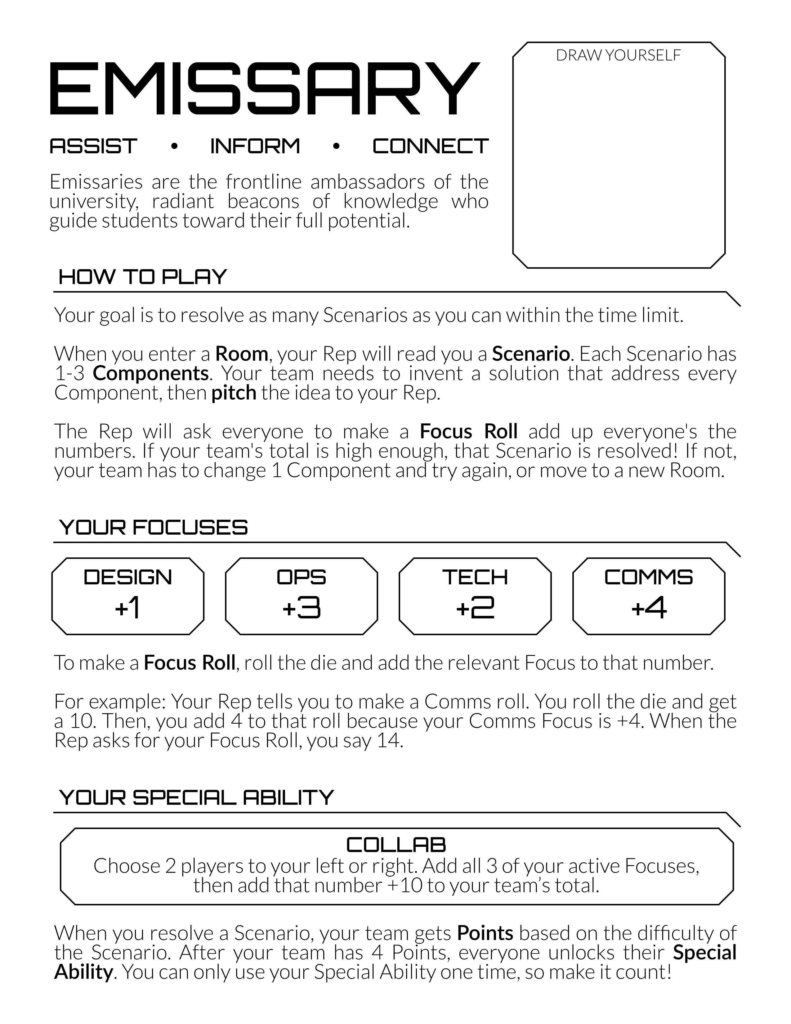 Emissary class character sheet