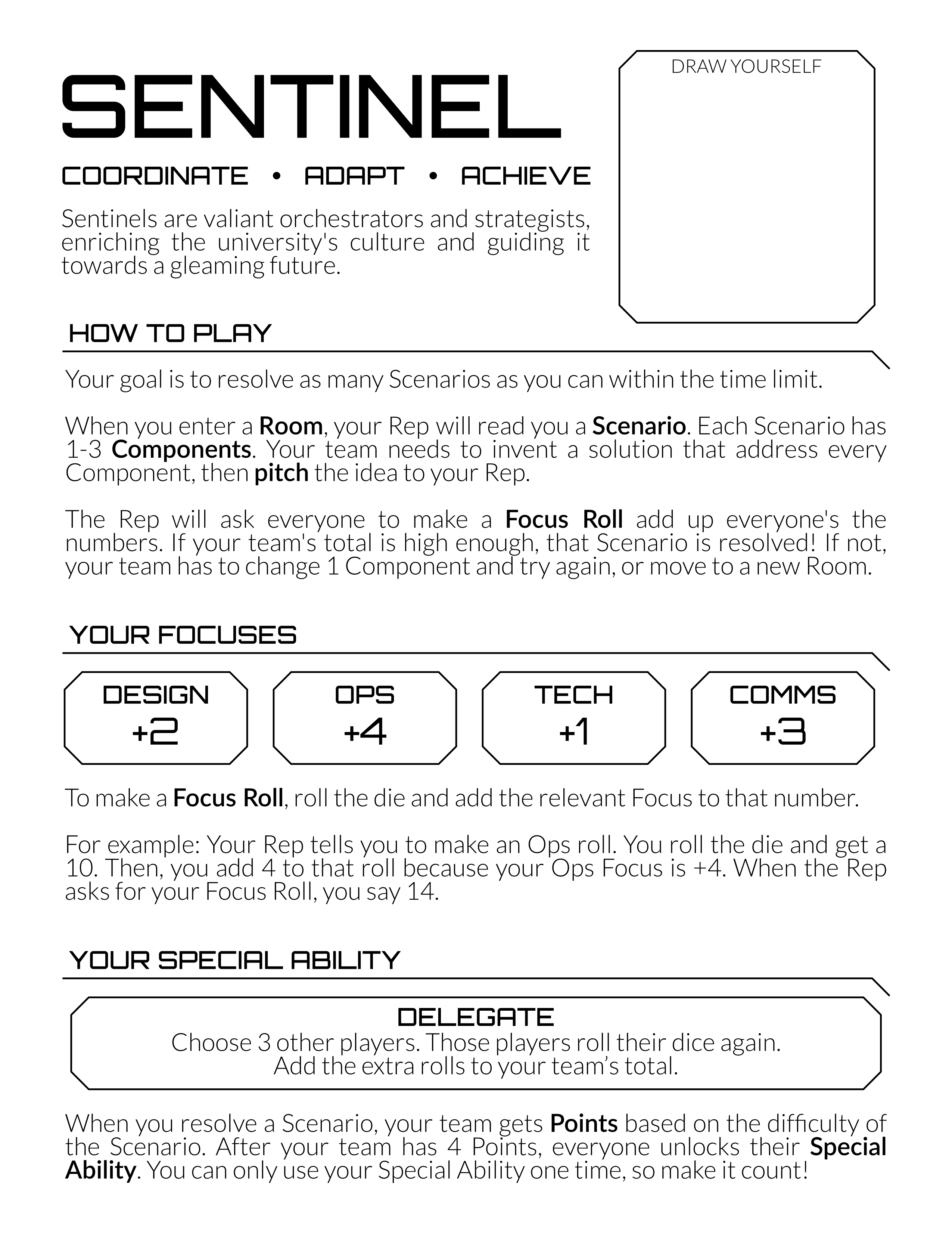 Sentinel class character sheet